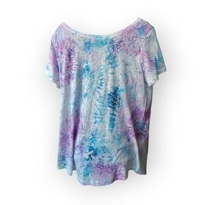 Northern Reflections Tie-Dye Short Sleeve Top - Purple and Blue